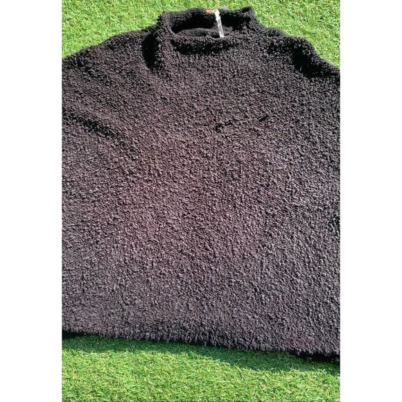 Free People Textured Cuddle Up black Oversize Sweater sz M - Picture 6 of 10